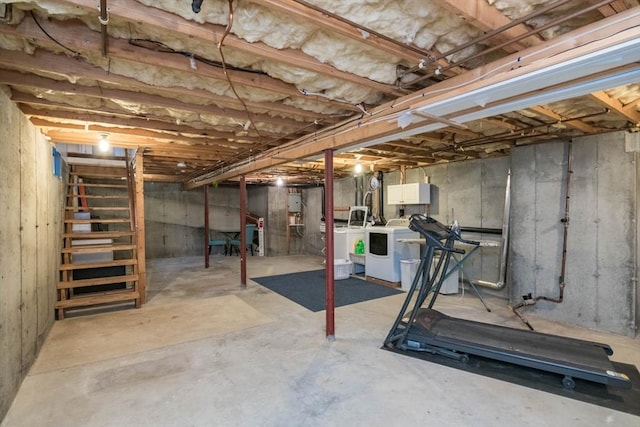 basement featuring washer and dryer