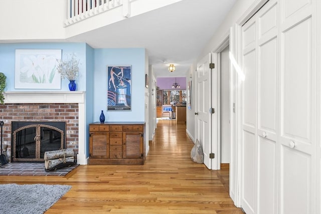 hall featuring light wood-type flooring