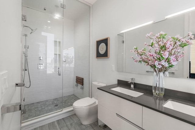 525 E 1st St Unit 5, Boston, MA 02127 - full bathroom with a shower stall, toilet, and double vanity