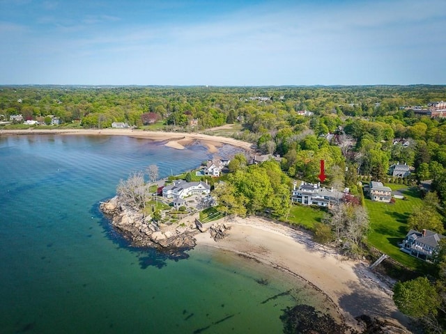 40 Prince St, Beverly, MA 01915 - aerial overview of property's location featuring a heavily wooded area and a nearby body of water