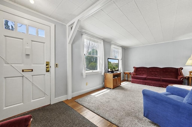 18 Stover Ct, Amesbury, MA 01913 - foyer featuring crown molding, healthy amount of natural light, and wood finished floors