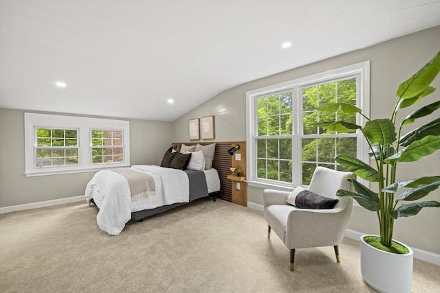616 Grove St, Framingham, MA 01701 - bedroom with lofted ceiling, light colored carpet, and recessed lighting