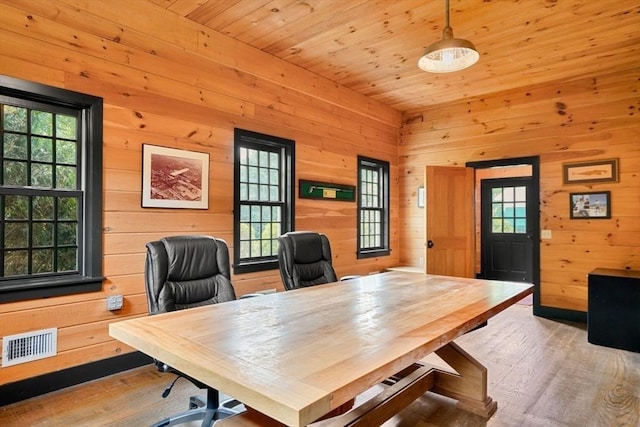 10 Queen Anne Rd, Hopkinton, MA 01748 - home office featuring a healthy amount of sunlight, wooden ceiling, visible vents, and wood finished floors