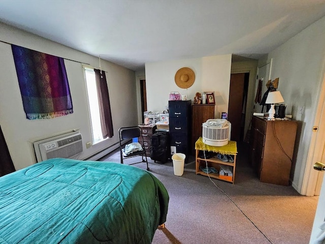 12 Chadwick Ct Unit 12, Amherst, MA 01002 - bedroom with an AC wall unit, carpet, and baseboard heating