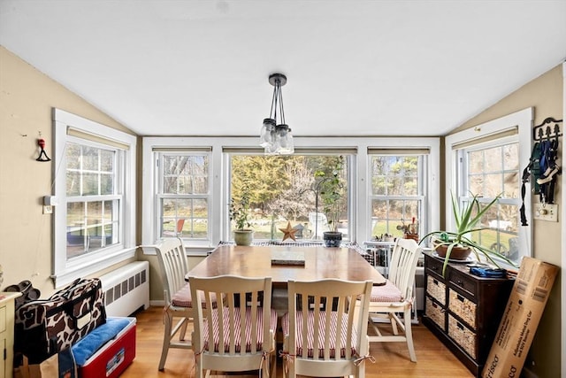 sunroom with radiator heating unit and plenty of natural light