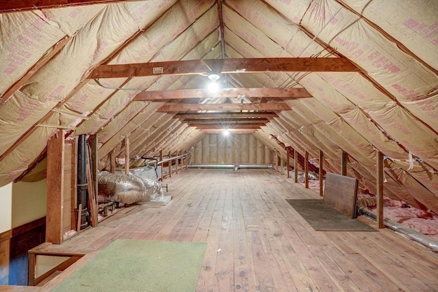 view of unfinished attic