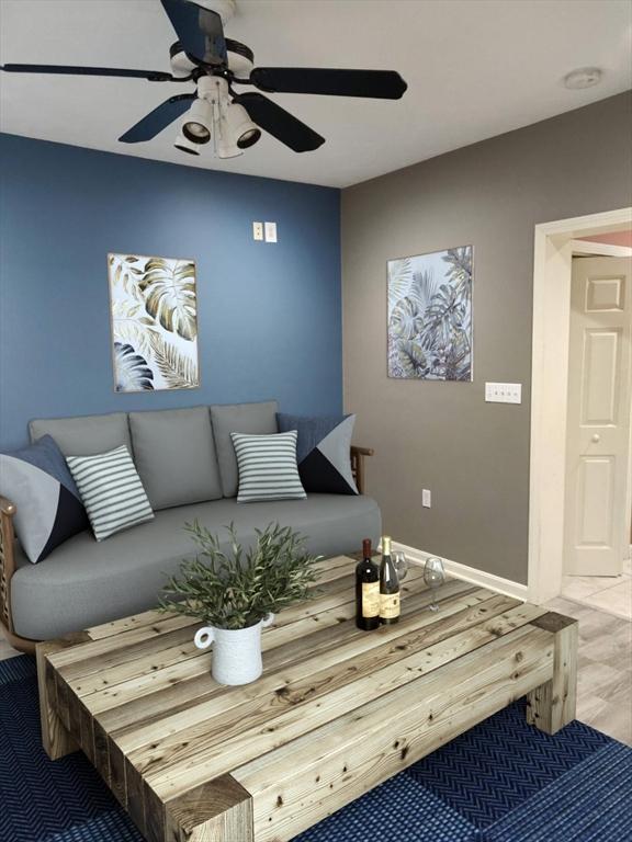 346 Lovell St, Worcester, MA 01602 - living room featuring a ceiling fan
