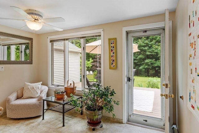20 Chandler Rd, Andover, MA 01810 - doorway to outside with plenty of natural light and a ceiling fan