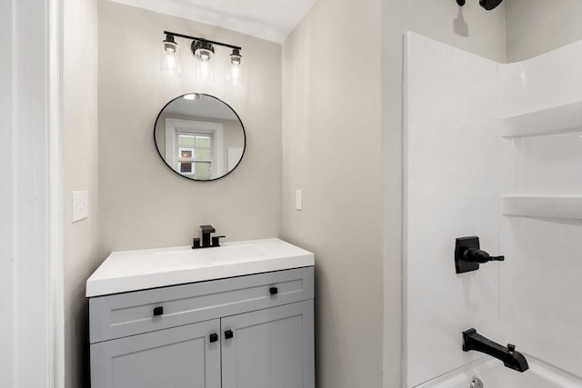 bathroom featuring vanity and bathtub / shower combination