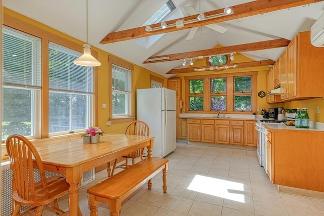21 Mechanic St, Holliston, MA 01746 - kitchen featuring white appliances, under cabinet range hood, plenty of natural light, and light countertops