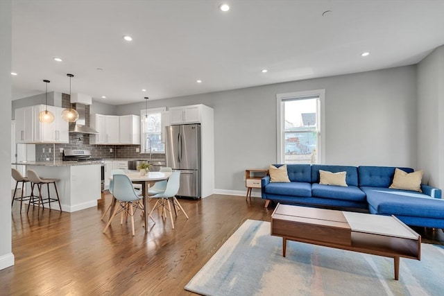 living room featuring hardwood / wood-style floors