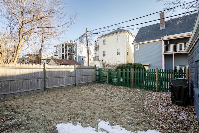 view of yard covered in snow