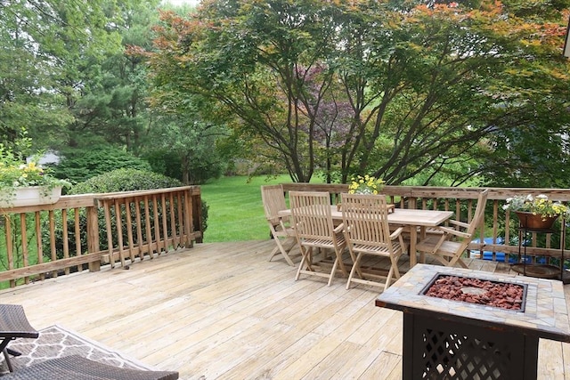 12 Hampton Ct, Walpole, MA 02032 - deck featuring a fire pit, outdoor dining area, and view of scattered trees