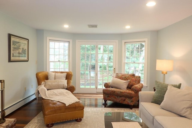 12 Hampton Ct, Walpole, MA 02032 - living area featuring baseboard heating, recessed lighting, and wood finished floors