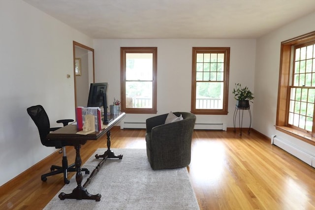 12 Hampton Ct, Walpole, MA 02032 - office space with a baseboard heating unit, wood finished floors, a baseboard radiator, and baseboards
