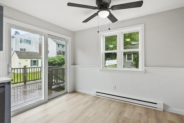 18 Nanita St, Worcester, MA 01604 - empty room featuring a baseboard heating unit, light wood-type flooring, and ceiling fan