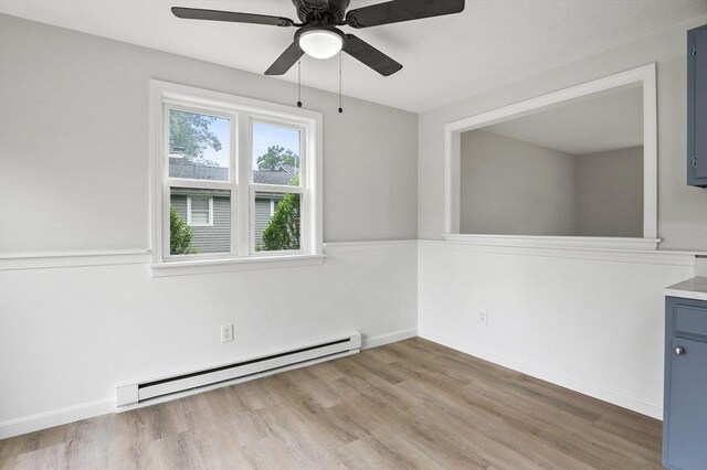 18 Nanita St, Worcester, MA 01604 - unfurnished room featuring a baseboard radiator, ceiling fan, and wood finished floors