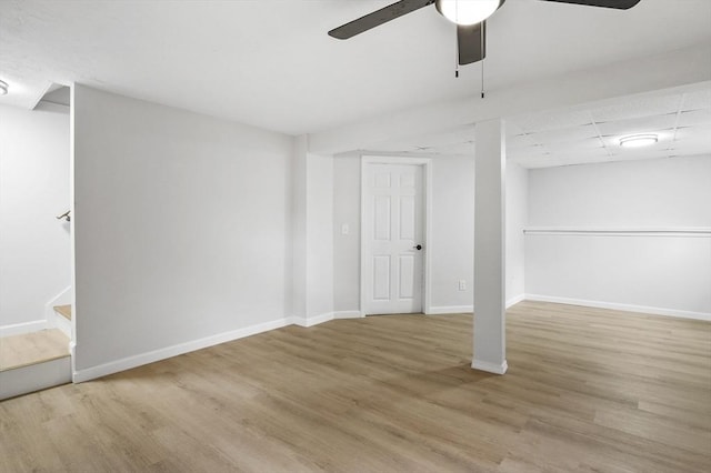 18 Nanita St, Worcester, MA 01604 - finished below grade area with a ceiling fan, wood finished floors, and stairway