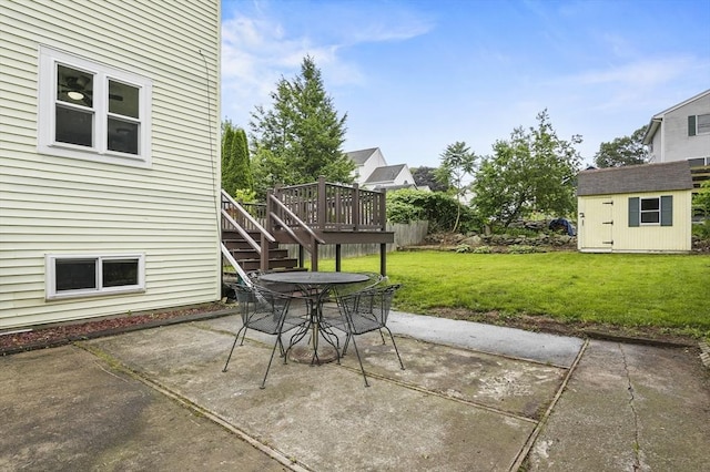 18 Nanita St, Worcester, MA 01604 - view of patio / terrace featuring a deck, outdoor dining area, a storage shed, and stairs