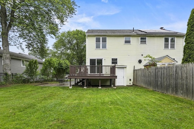 18 Nanita St, Worcester, MA 01604 - rear view of property featuring a deck, a fenced backyard, and stairs