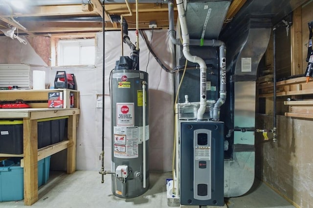 utility room featuring gas water heater