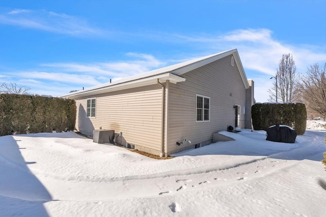 view of snow covered exterior