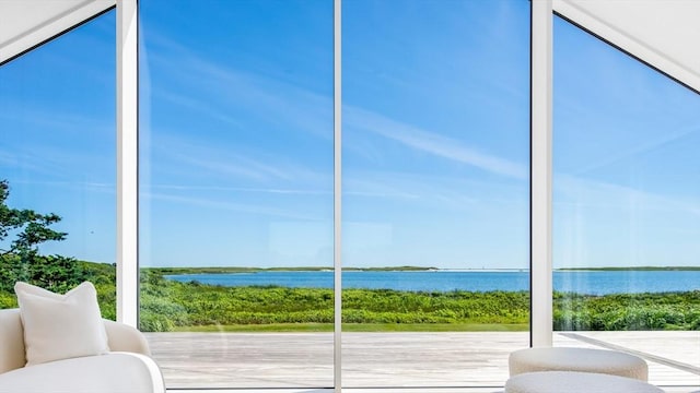 61 Butlers Cove Rd, Edgartown, MA 02539 - sunroom / solarium featuring a water view