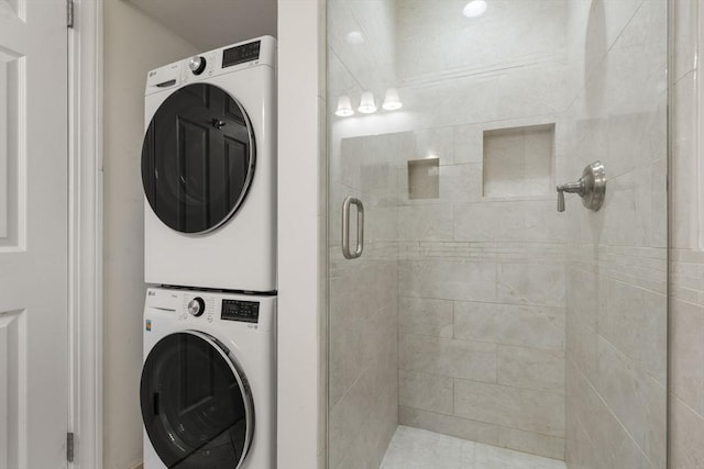 416 Marlborough Unit 608, Boston, MA 02116 - laundry room featuring estacked washer and dryer
