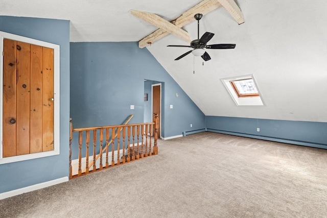 3 Meadow Way, Norton, MA 02766 - additional living space with a skylight, a ceiling fan, carpet, and baseboard heating