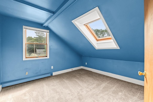 3 Meadow Way, Norton, MA 02766 - additional living space with a skylight, a baseboard radiator, carpet flooring, and baseboards