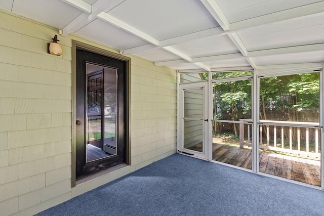 3 Meadow Way, Norton, MA 02766 - unfurnished sunroom with coffered ceiling and beamed ceiling
