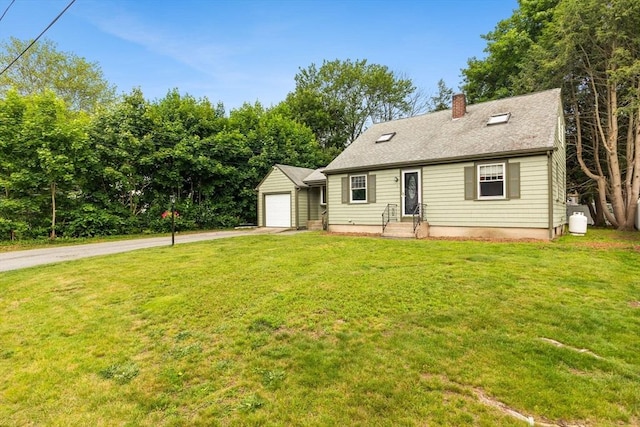 3 Meadow Way, Norton, MA 02766 - view of front of home with driveway, a chimney, an outbuilding, and a front lawn