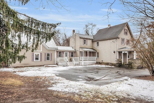 view of snow covered property