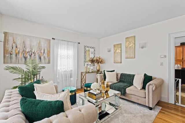 living area with light wood-type flooring