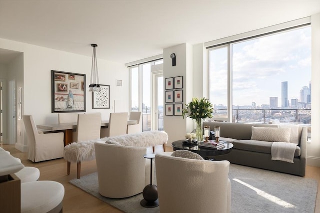 living room featuring light hardwood / wood-style floors