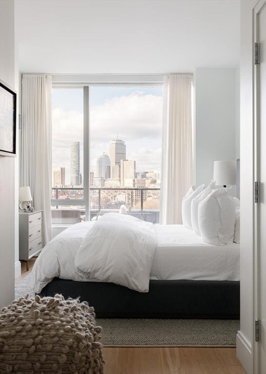 bedroom featuring light hardwood / wood-style floors