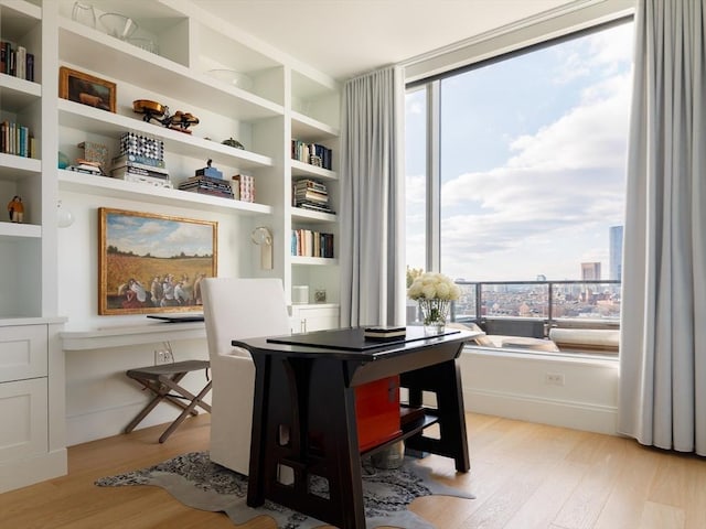 office space featuring light hardwood / wood-style floors