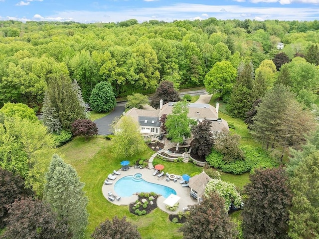 18 Connors Way, Leominster, MA 01453 - aerial view of property and surrounding area with a forest and a pool area