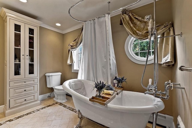 18 Connors Way, Leominster, MA 01453 - full bathroom with plenty of natural light, baseboards, a freestanding tub, recessed lighting, and ornamental molding