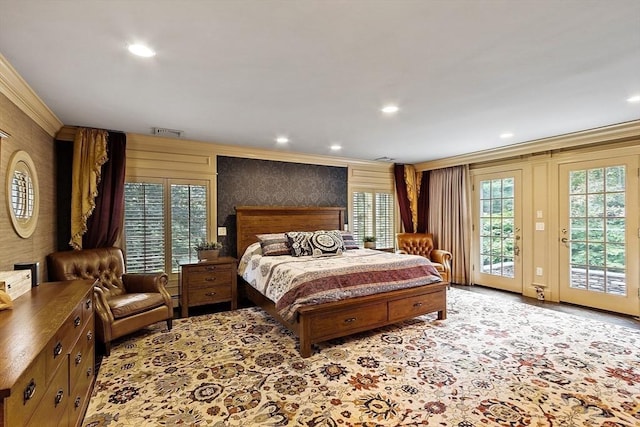 18 Connors Way, Leominster, MA 01453 - bedroom featuring crown molding, access to exterior, and recessed lighting