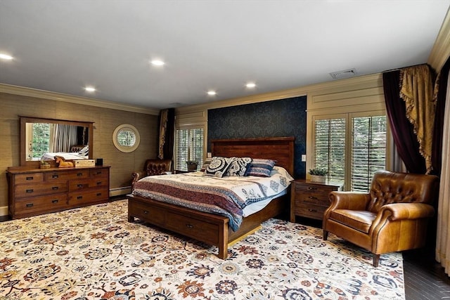 18 Connors Way, Leominster, MA 01453 - bedroom with ornamental molding, baseboard heating, recessed lighting, and wood finished floors