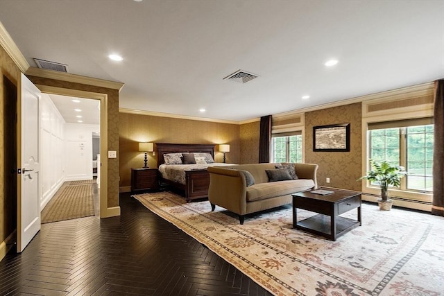18 Connors Way, Leominster, MA 01453 - bedroom with crown molding, baseboards, recessed lighting, and wallpapered walls