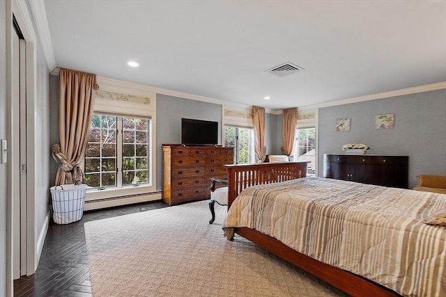 18 Connors Way, Leominster, MA 01453 - bedroom with a baseboard heating unit, ornamental molding, and recessed lighting