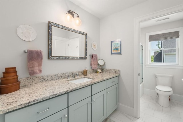 34 Sumner St Unit 34, Norfolk, MA 02056 - bathroom with vanity, marble finish floors, and shower / tub combination
