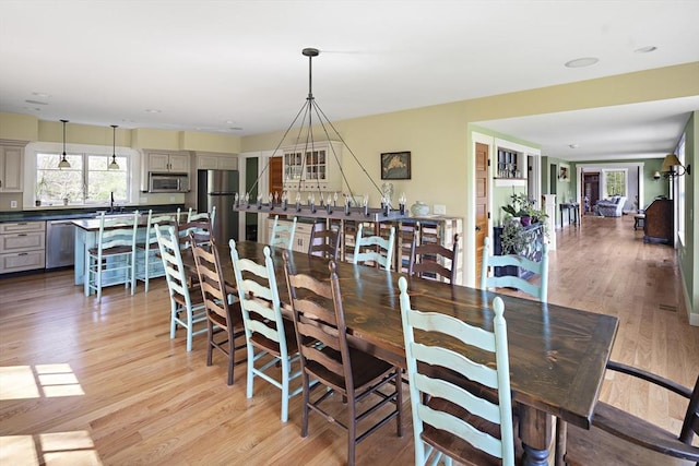 dining area featuring light hardwood / wood-style floors