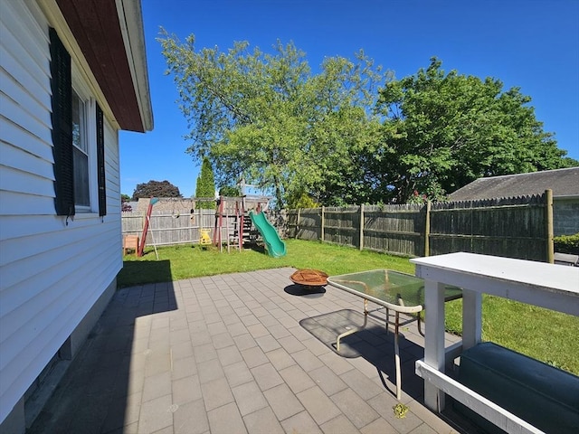 344 Frieda St, New Bedford, MA 02744 - view of patio with a playground