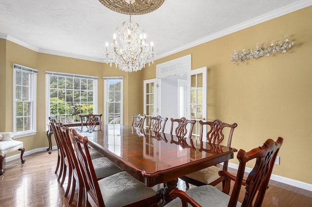 6 Paddock Dr, Lincoln, RI 02865 - dining space with hardwood / wood-style floors, baseboards, crown molding, and a chandelier