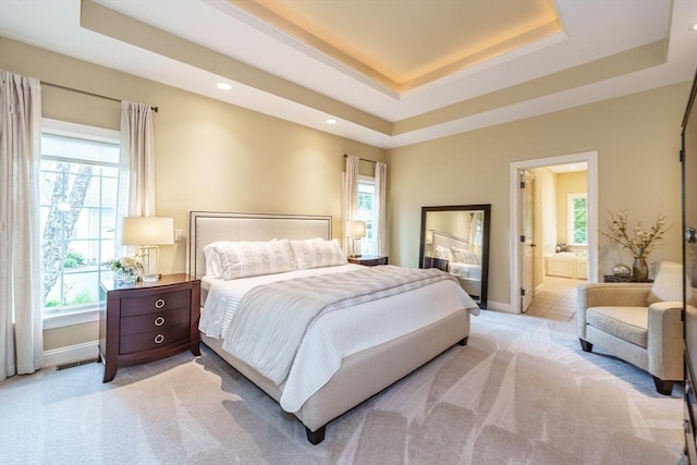 7 Brimfield Way, Westfield, MA 01085 - bedroom featuring a tray ceiling, multiple windows, carpet floors, and recessed lighting