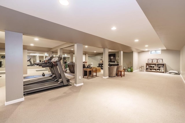 7 Brimfield Way, Westfield, MA 01085 - workout area with carpet, baseboards, and recessed lighting