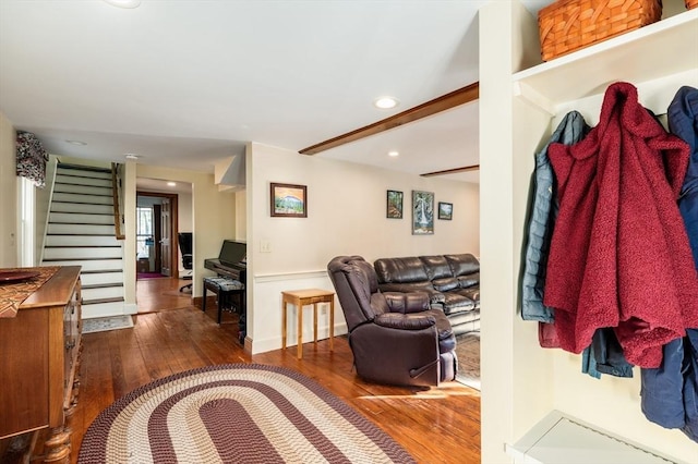 mudroom featuring dark hardwood / wood-style flooring